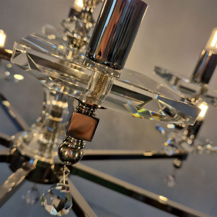Close up Impex Boston 12 Light Optic Glass Chandelier