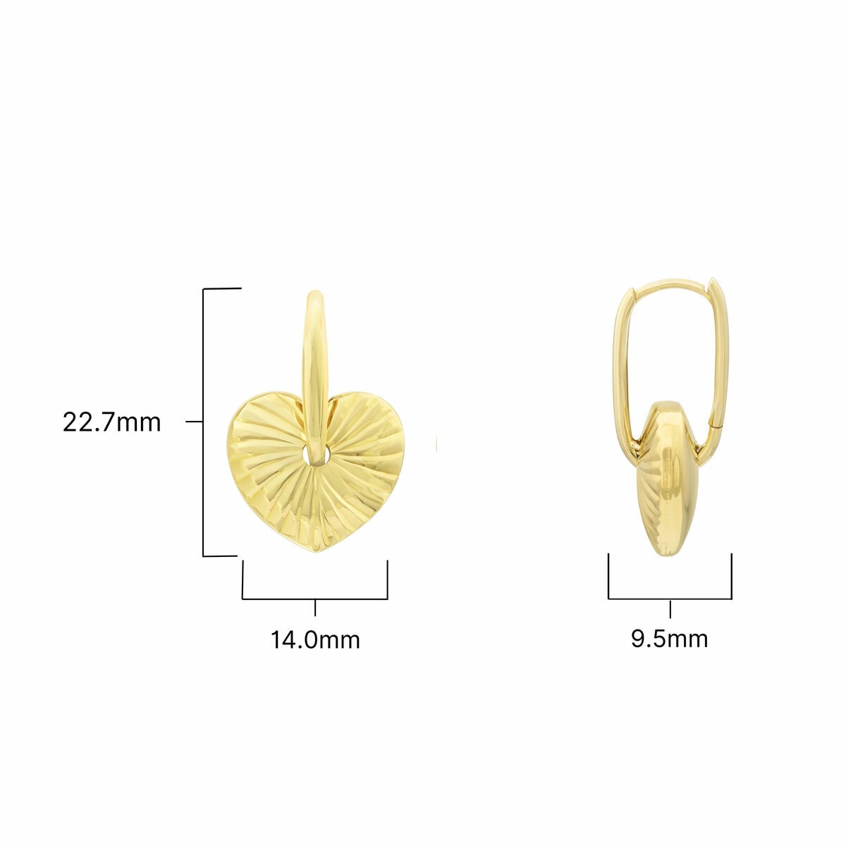 14ct Yellow Gold Textured Disc Stud Earrings
