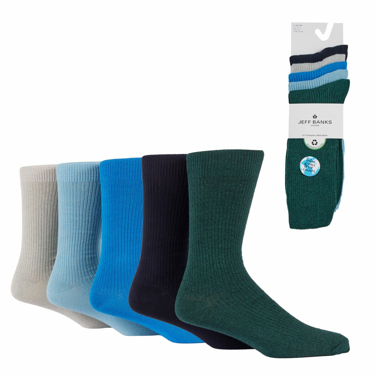 Jeff Banks Men's Ribbed Sock, 10 Pack
