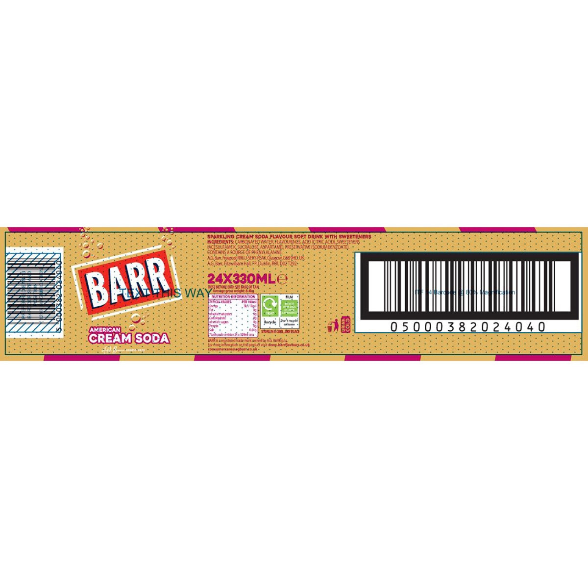 Barr American Cream Soda, 24 x 330ml