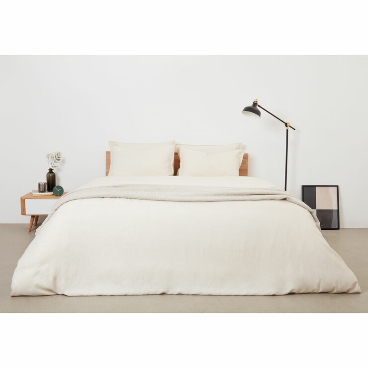 Panda Bamboo & French Linen Natural Duvet Cover Set in 3 Sizes Panda Bamboo & French Linen Natural Duvet Cover Set in 3 Sizes