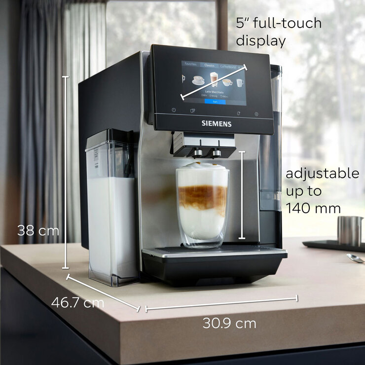 Siemens EQ700 Bean to Cup Coffee Machine, TQ717GB3 dimensions