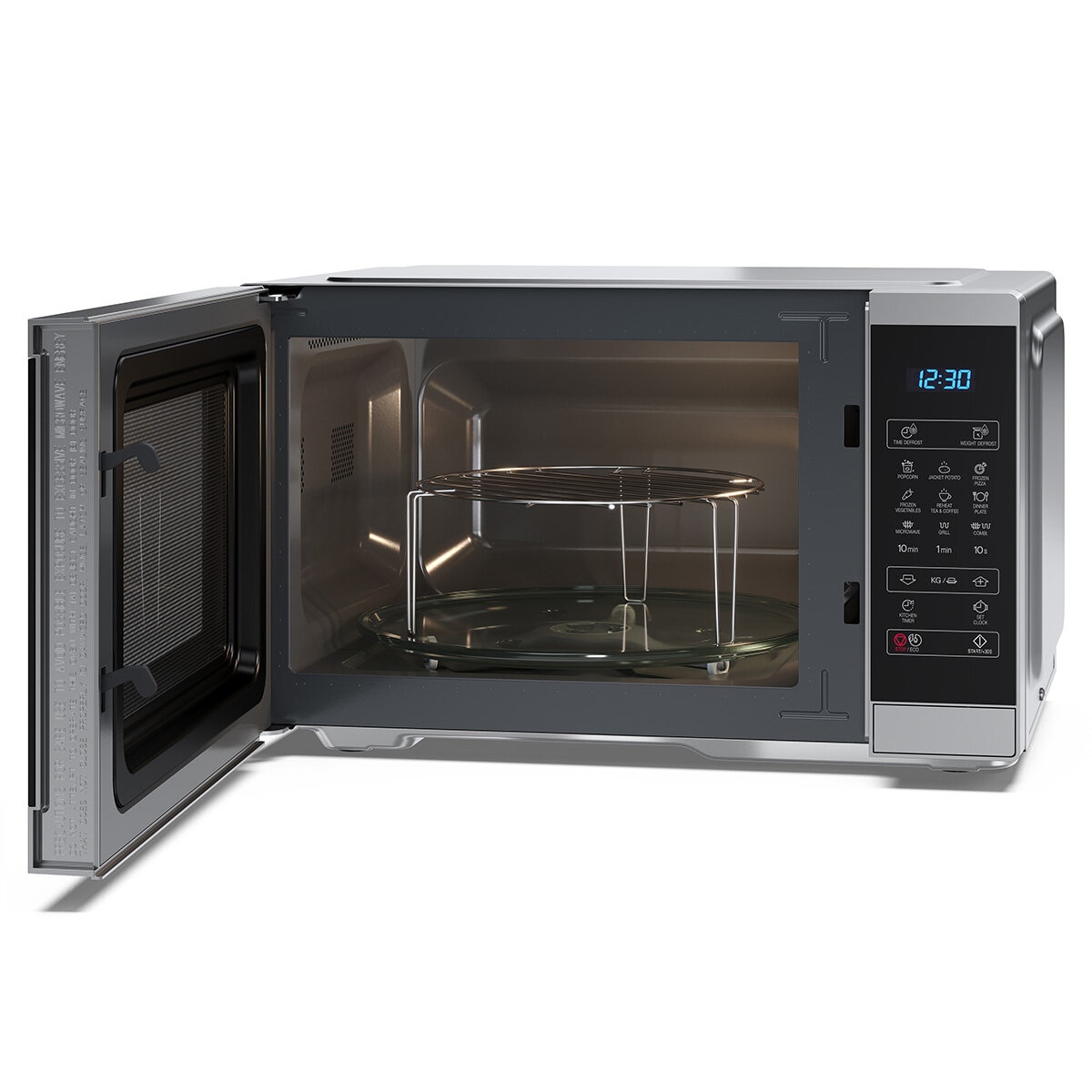 Side Profile of Sharp 28 Litre 900W Digital Microwave with 1100W Grill  with grill rack inside