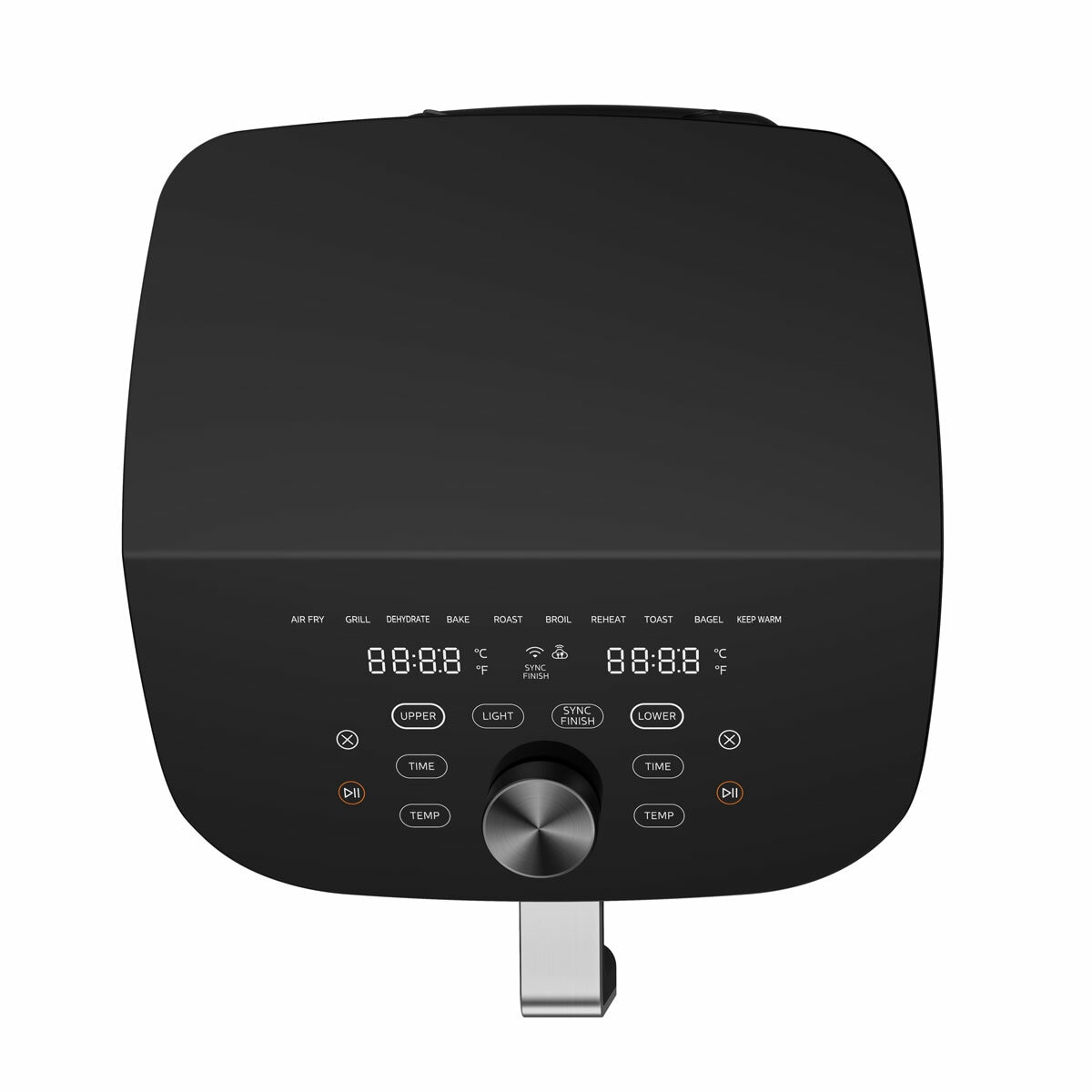 Top View of Midea Dual Basket Air Fryer with digital display