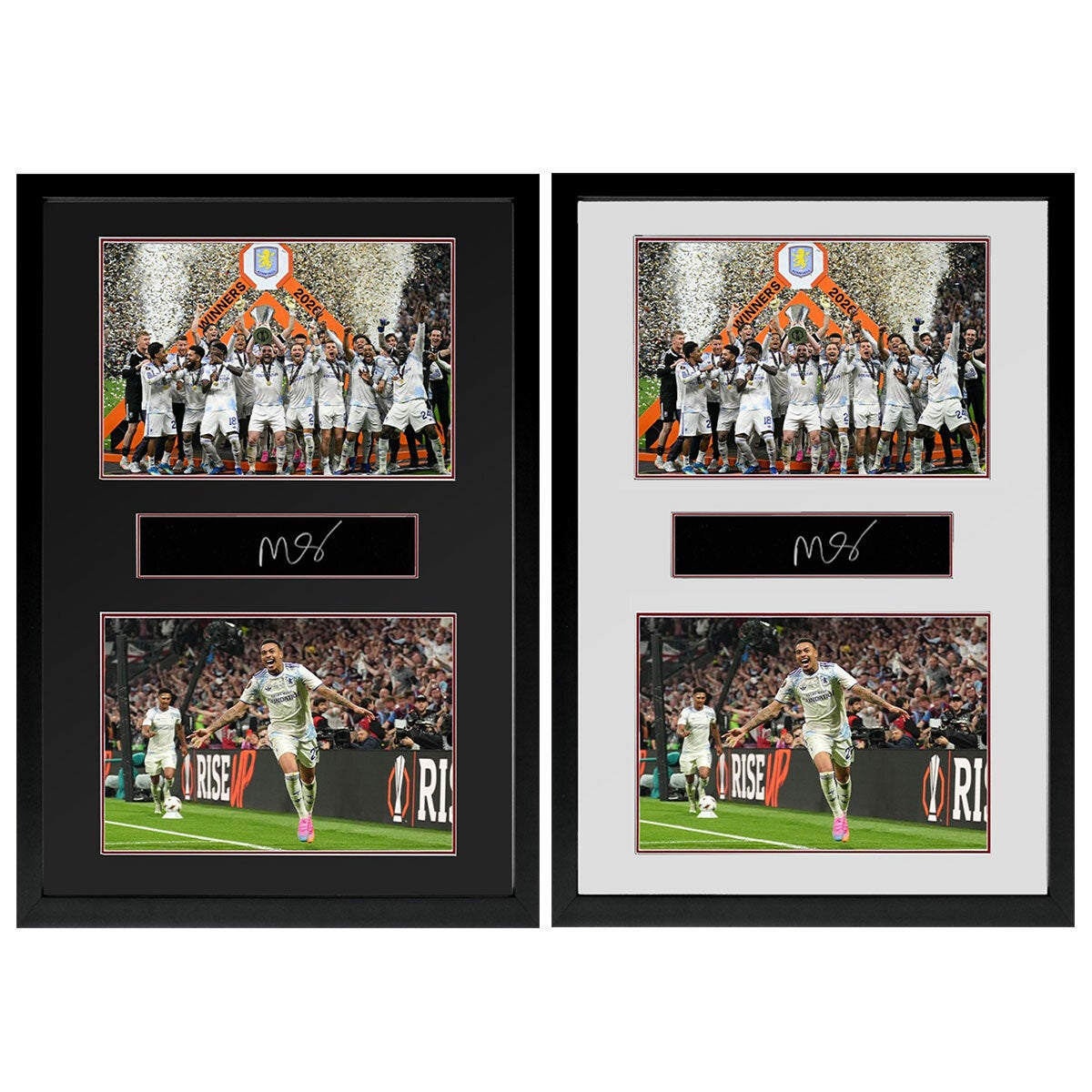 Morgan Rogers Signed Aston Villa Europe League Plaque Iconic Frame in 2 Options: White or Black