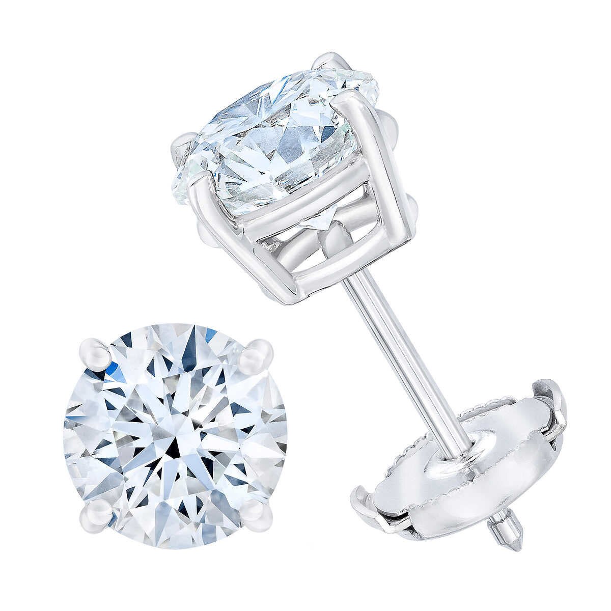 3.00ctw Round Brilliant Cut Diamond Stud Earrings, Platinum Costco UK