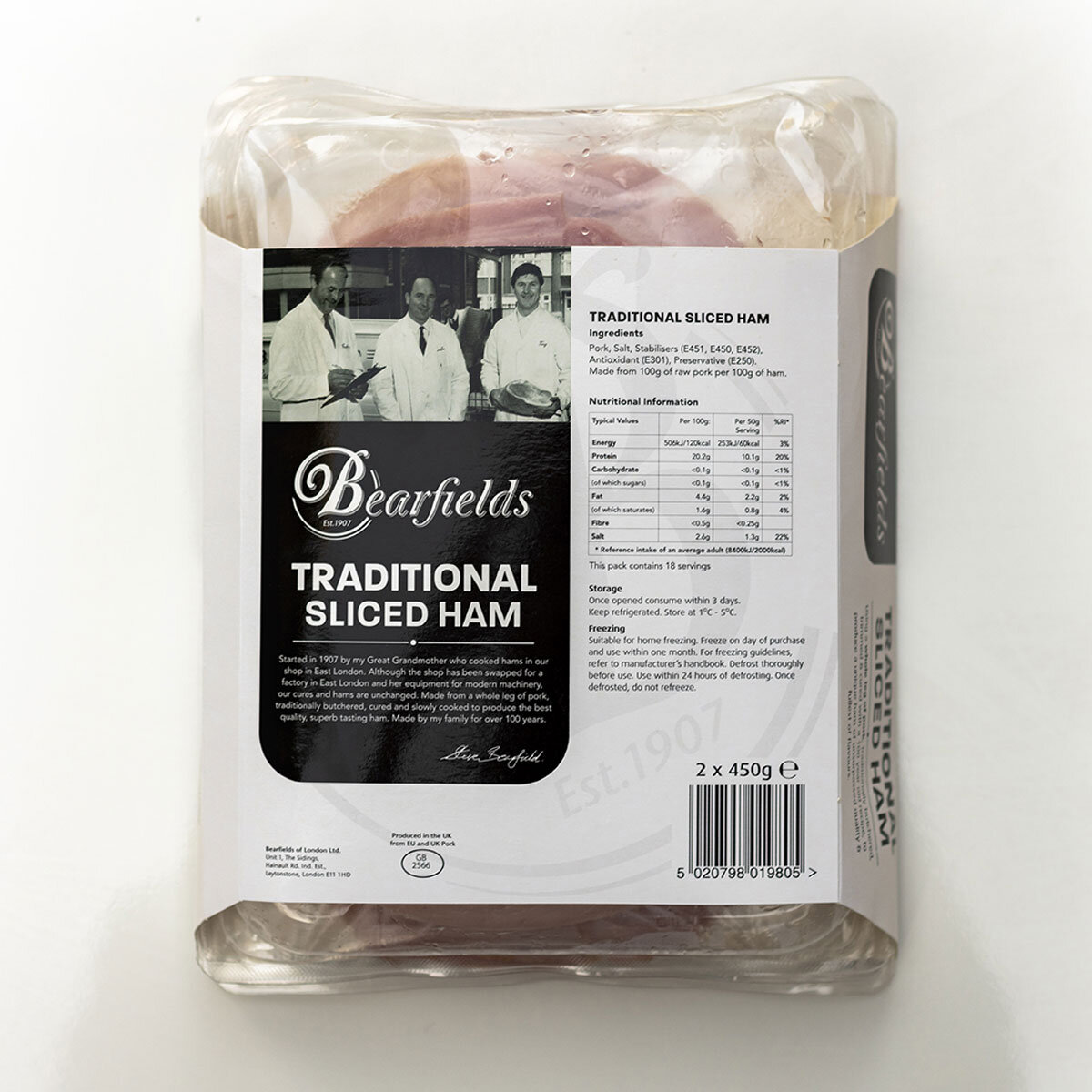 Bearfields Traditional Sliced Ham, 2 x 450g