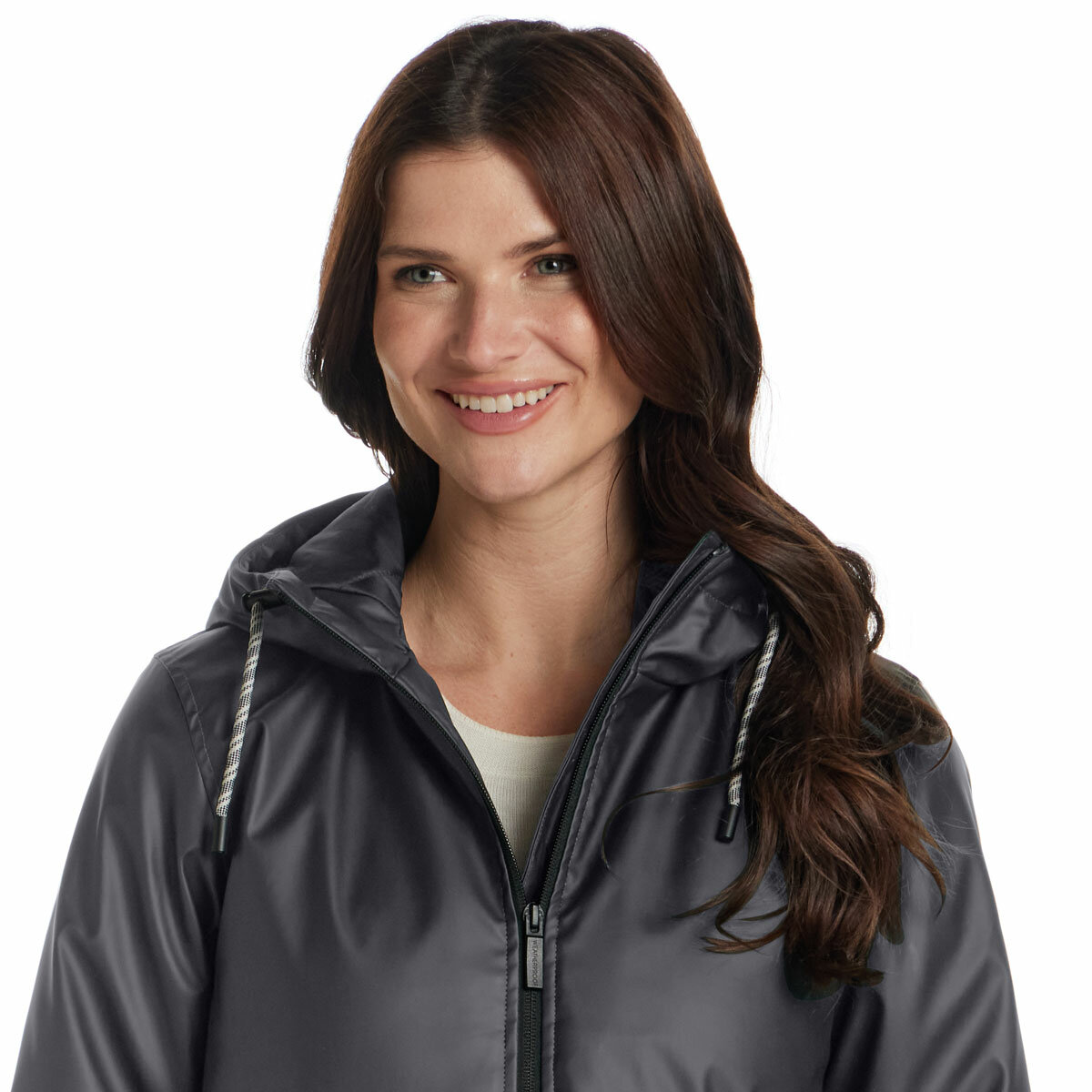 Weatherproof Ladies Long Slicker Jacket in Charcoal