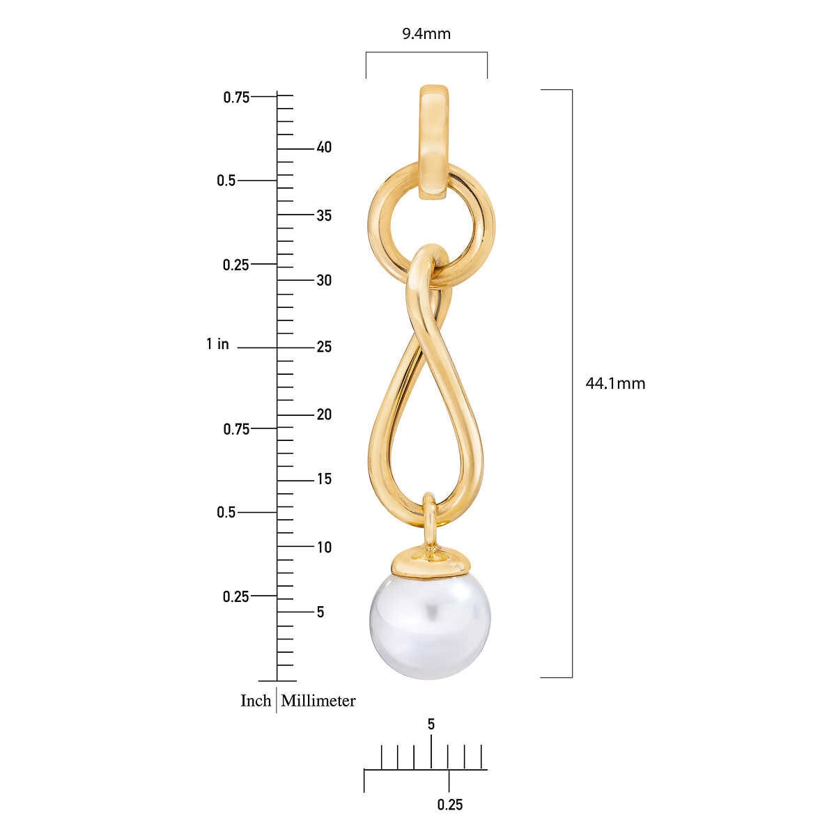 9-9.5mm Cultured Freshwater White Pearl Twist Earrings, 14ct Yellow Gold