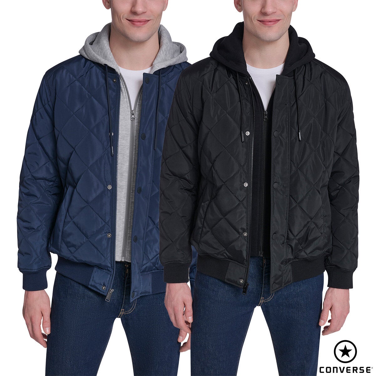 Converse Men's Hooded Bomber Jacket Converse Men's Hooded Bomber Jacket