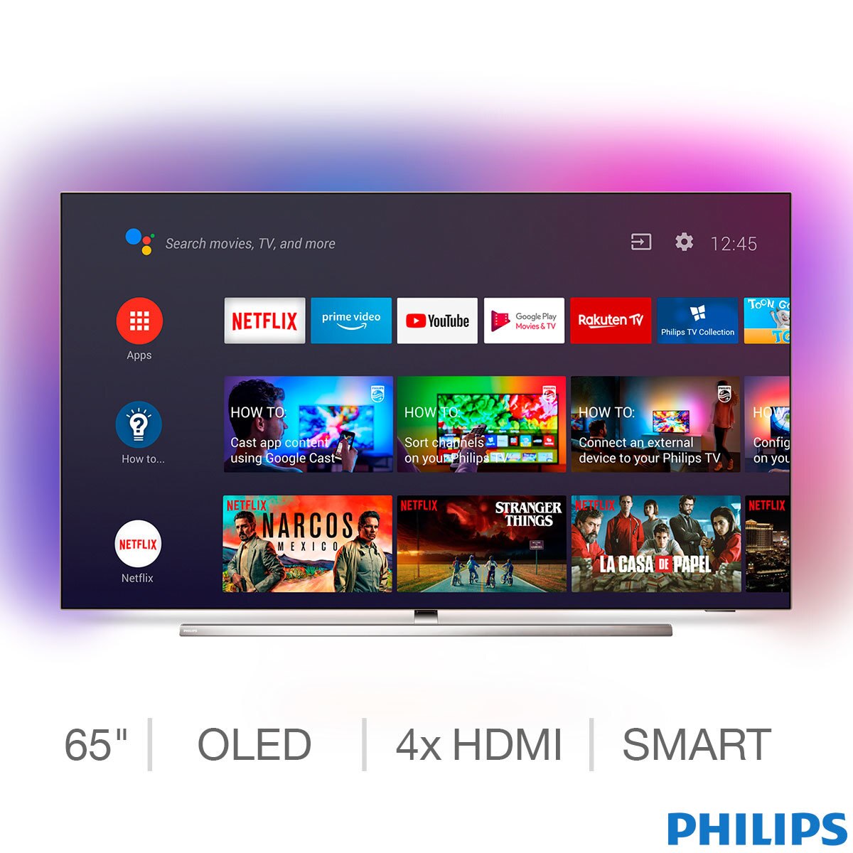 Philips 65OLED854/12 65 Inch OLED 4K Ultra HD Smart Android Ambilight TV Costco UK