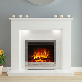 Flare Madalyn Electric Marble Fireplace Suite in White, 2kW