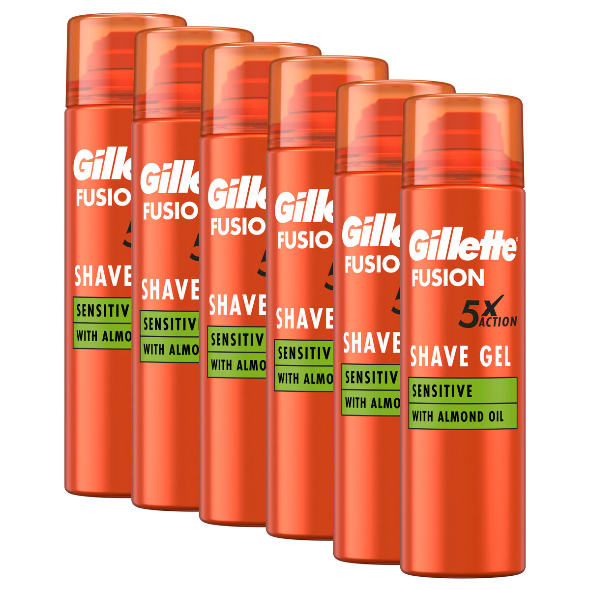 Gillette Fusion5 Ultra Sensitive Men's Shaving Gel, 6 x 200ml