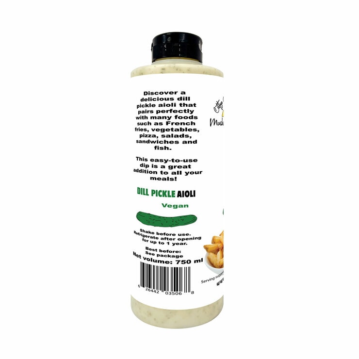 Back of pack Dill Pickle Aoili, 750ml
