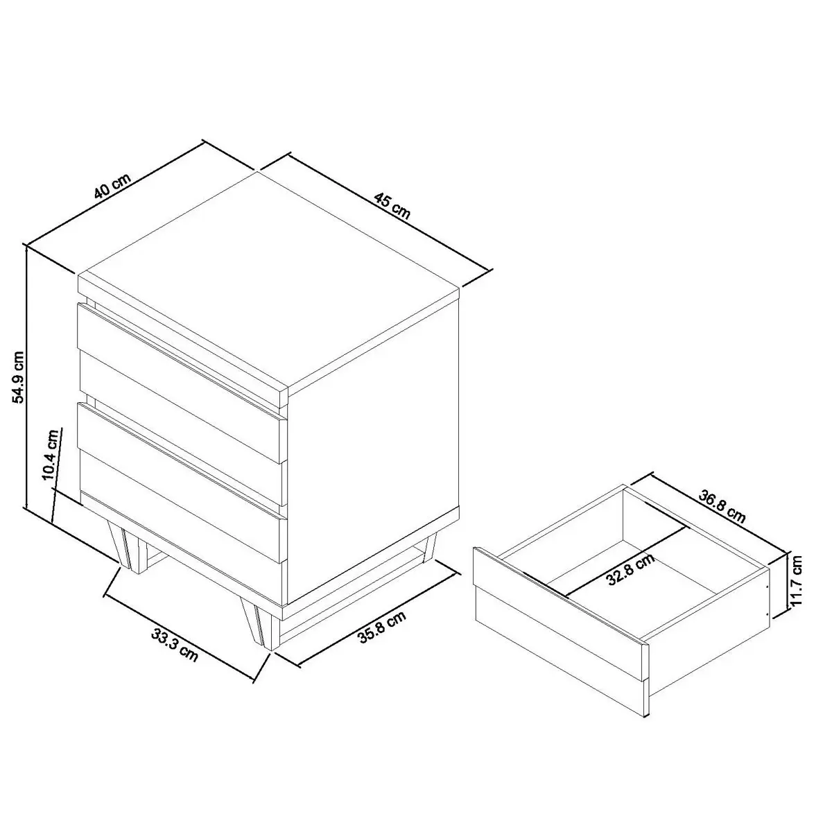 Bentley Designs Tivoli 2 Drawer Nightstand, 2 Pack.