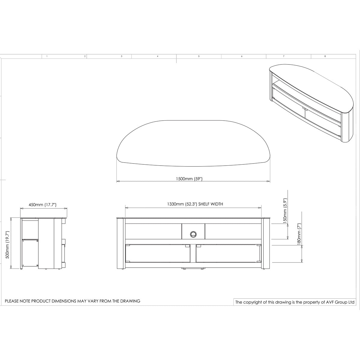 AVF Burghley Affinity Plus Curved TV Stand for TVs up to 70" in 3 Colours