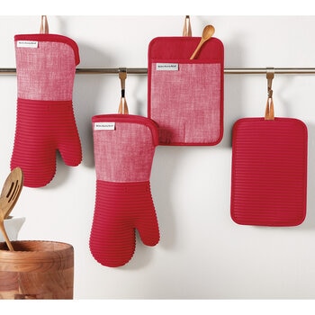 KitchenAid 4 Piece Oven Mitt & Pot Holder Set, in 2 Colours