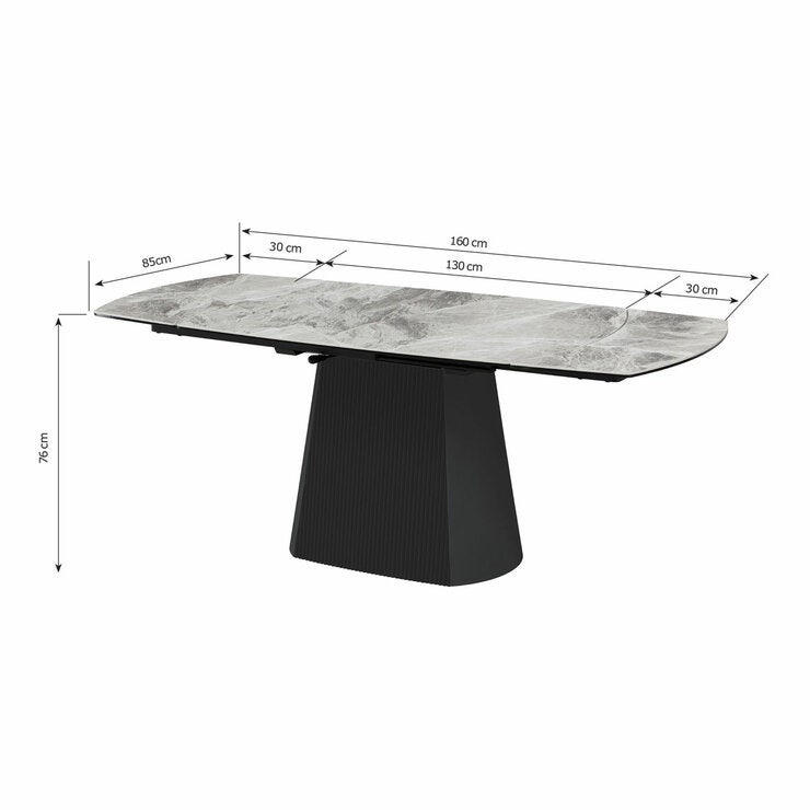 Bahamas Ceramic Extending Dining Table + 6 Grey Chairs, Seats 6-8 Bahamas Ceramic Extending Dining Table + 6 Grey Chairs, Seats 6-8