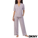 DKNY Ladies Notch Collar 3 Piece PJ Set in Grey