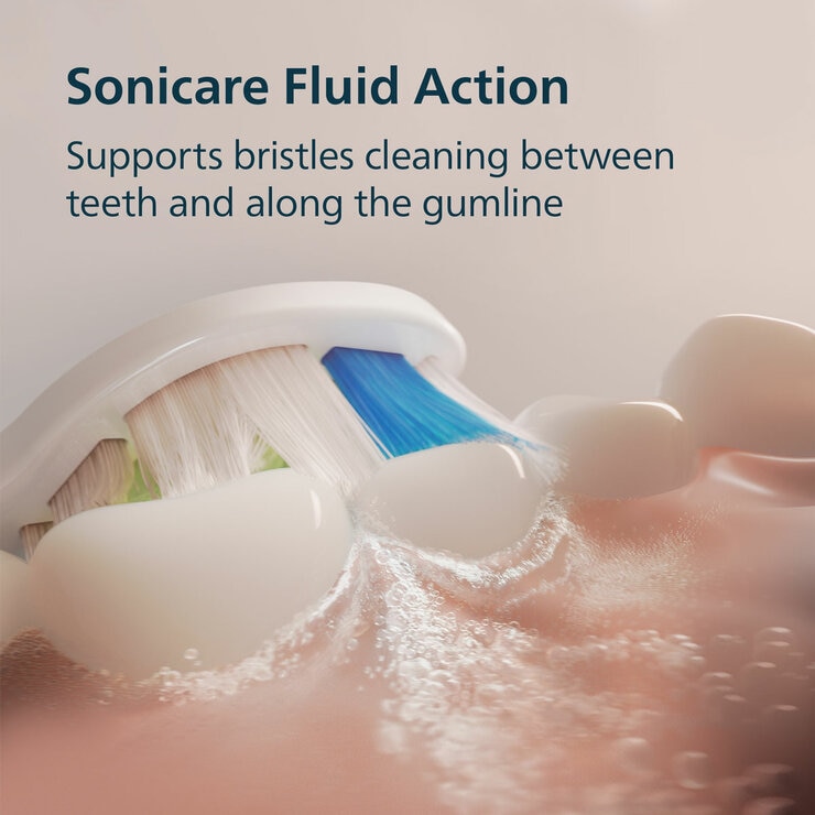 Lifestyle image of brushing teeth with fluid action