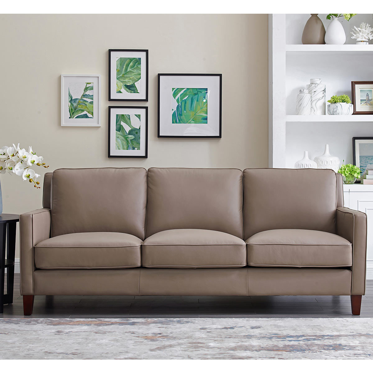West Park 3 Seater Taupe Leather Sofa Costco UK