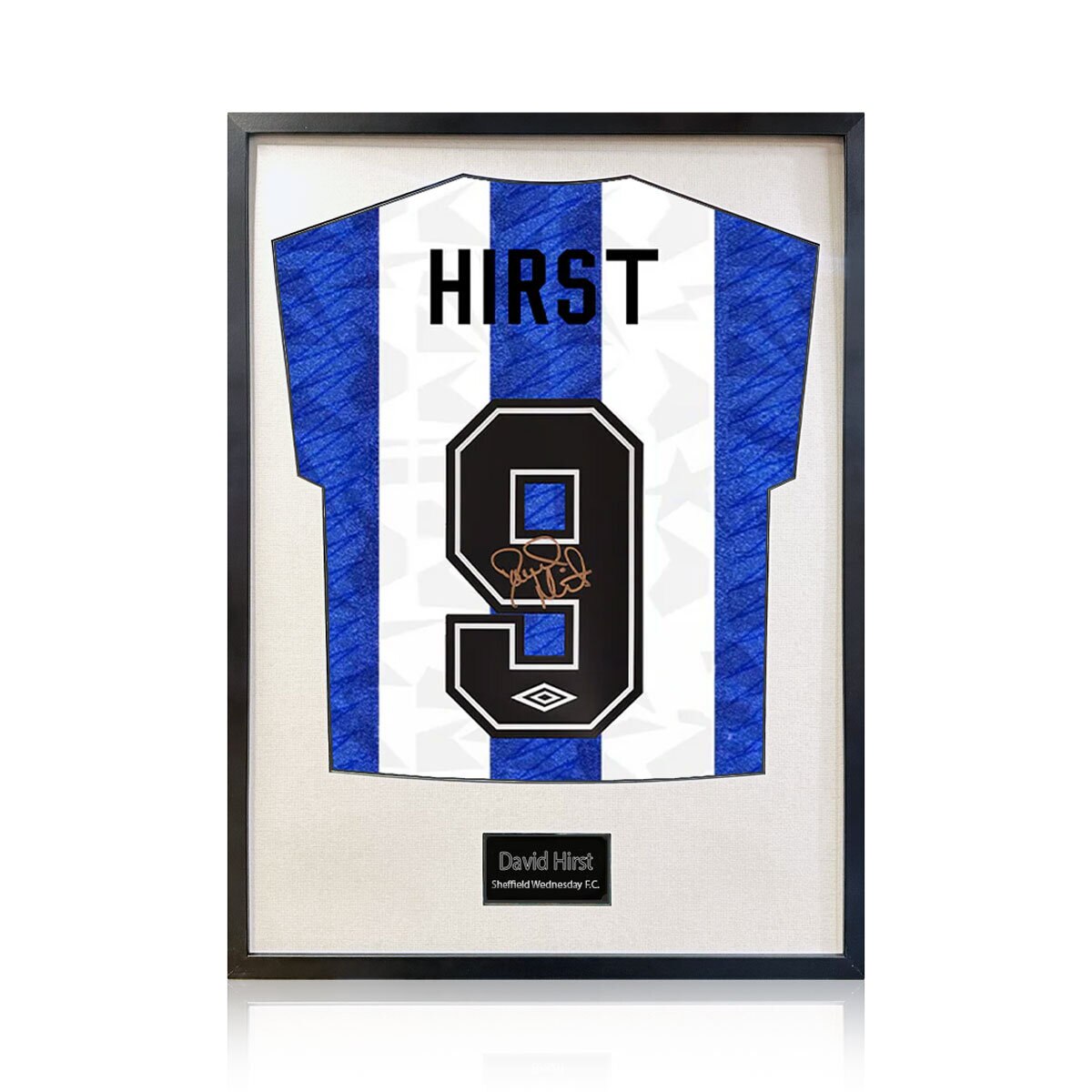 David Hirst Signed Framed SWFC Football Shirt with White Mount