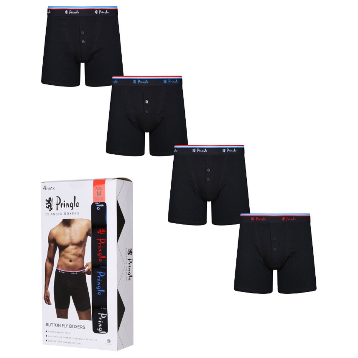 Nads Underwear Men's Organic Cotton Boxer Briefs - 4-Pack (Choose Your Size & Color)