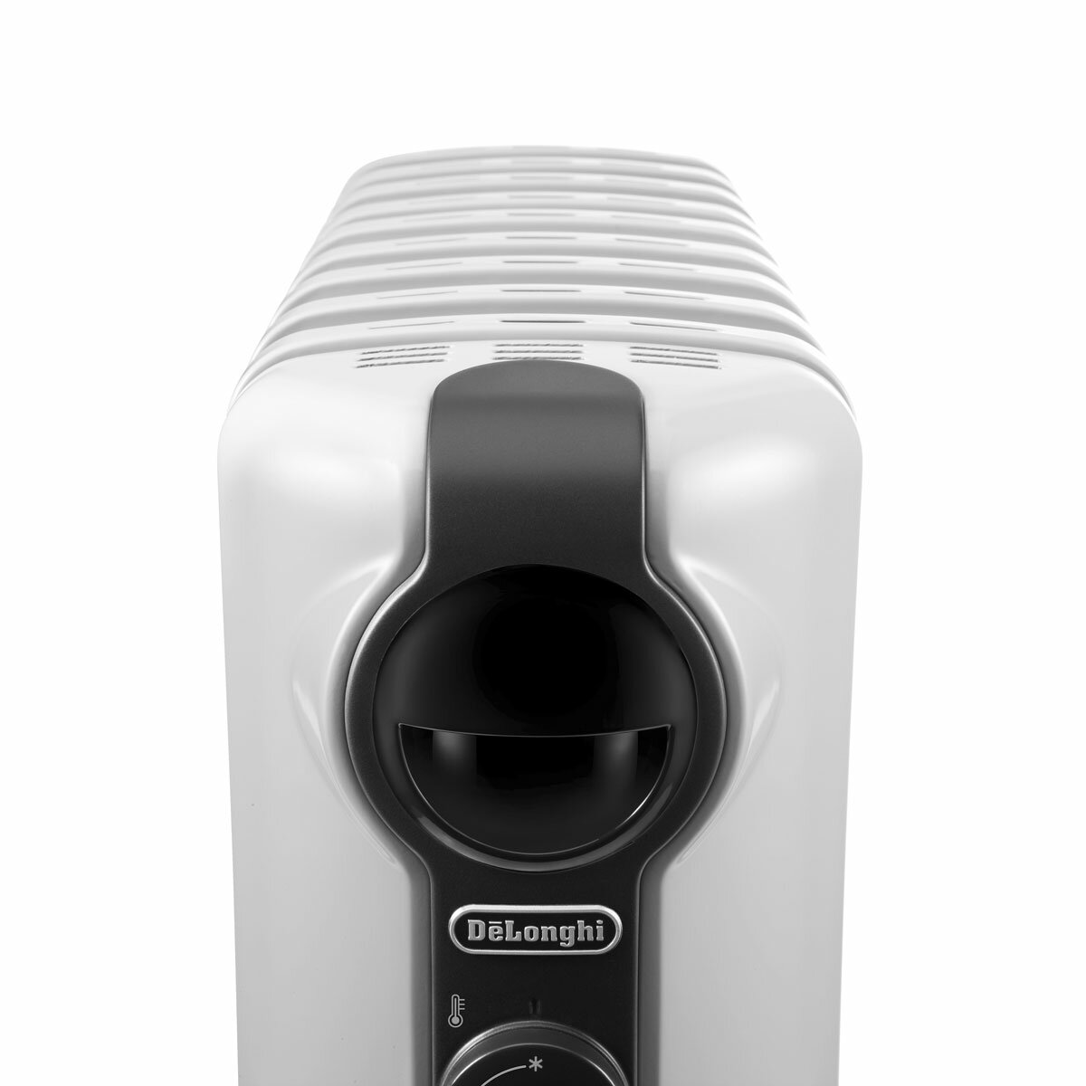 De'Longhi Radia S Oil Filled Radiator Close Up of Front Carry Handle