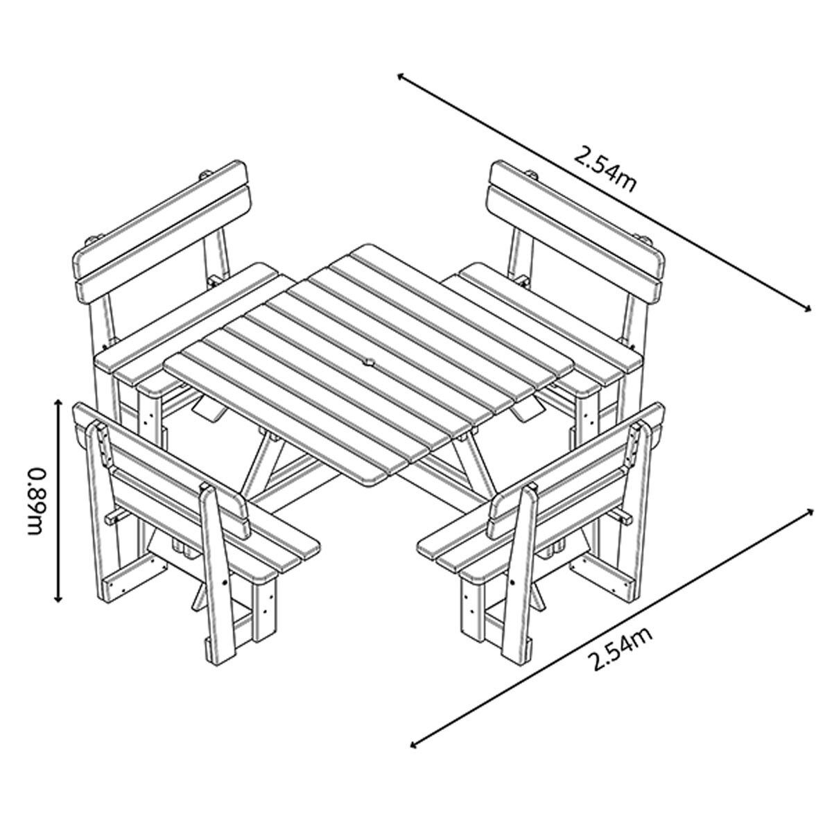 Zest 8 Seater Wooden Picnic Table Bench with Backs