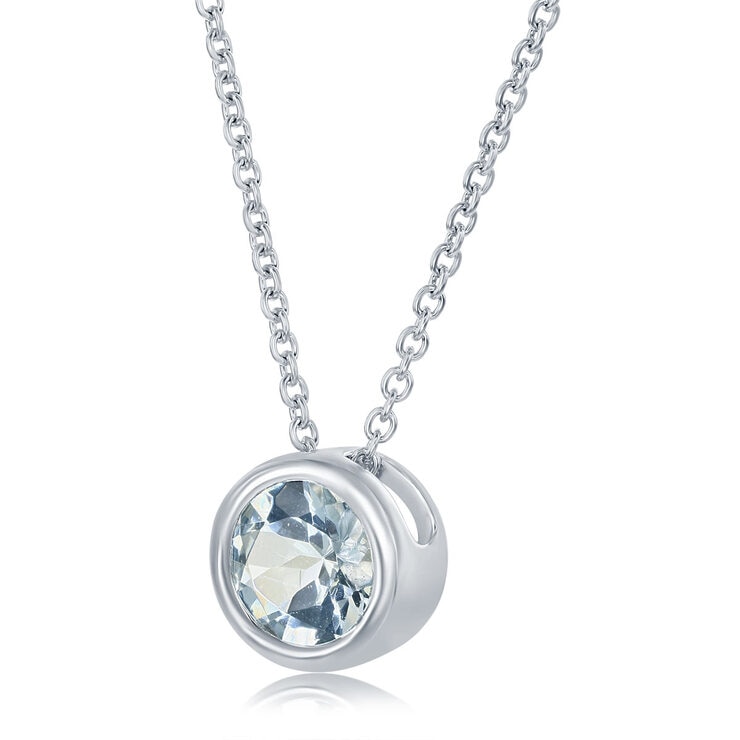 Aquamarine Birthstone Pendant, 14ct White Gold