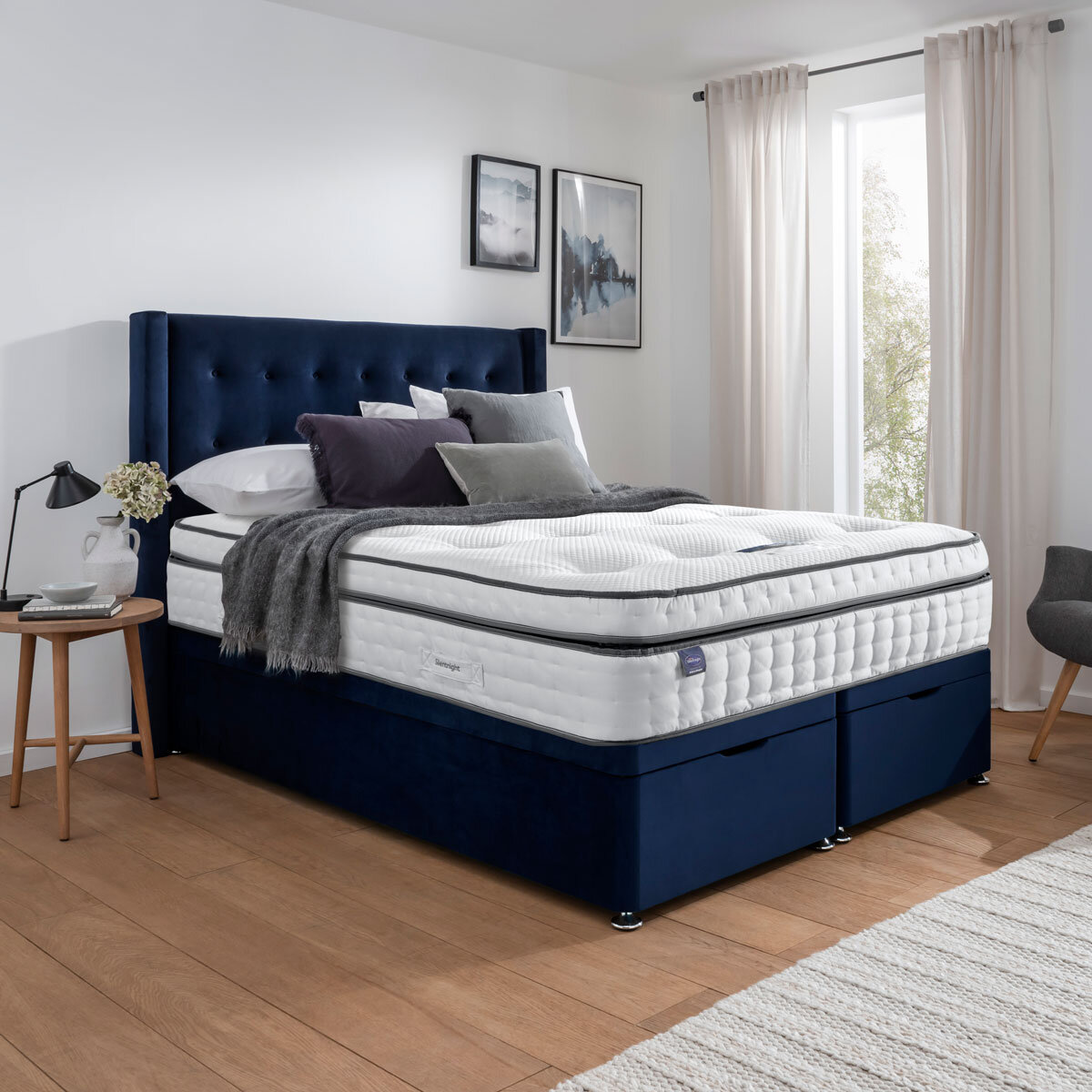 Silentnight Velvet Full ottoman divan in martime