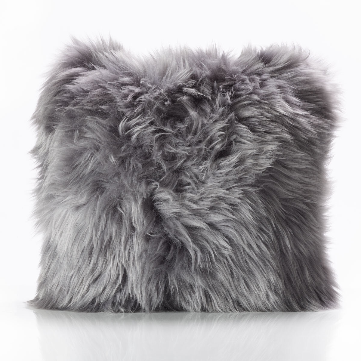 Bowron Long Wool Sheepskin Single Sided Cushion, 35 x 35cm in Dover Grey