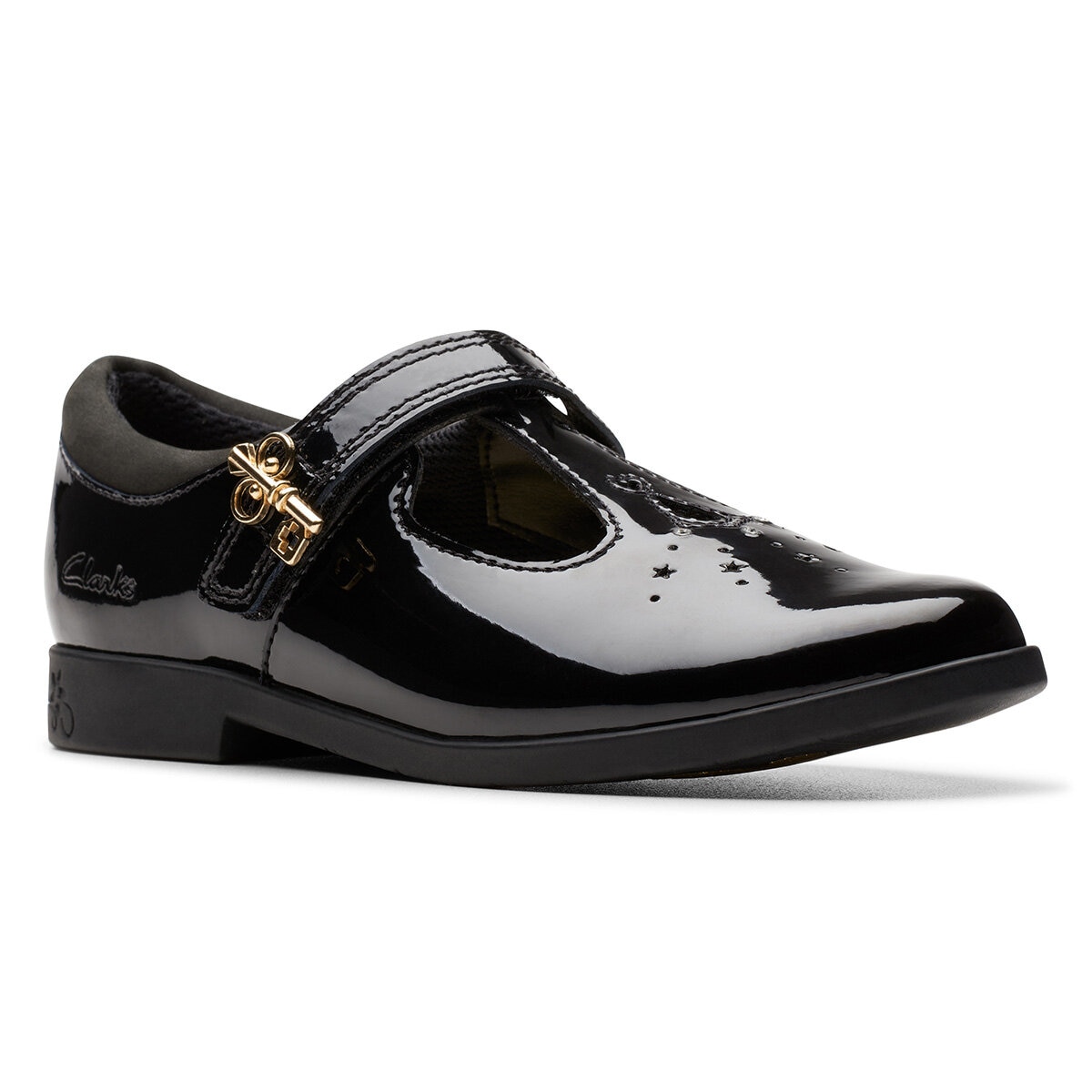Clarks Kids Lock Shine Black Patent Shoes Clarks Kids Lock Shine Black Patent Shoes