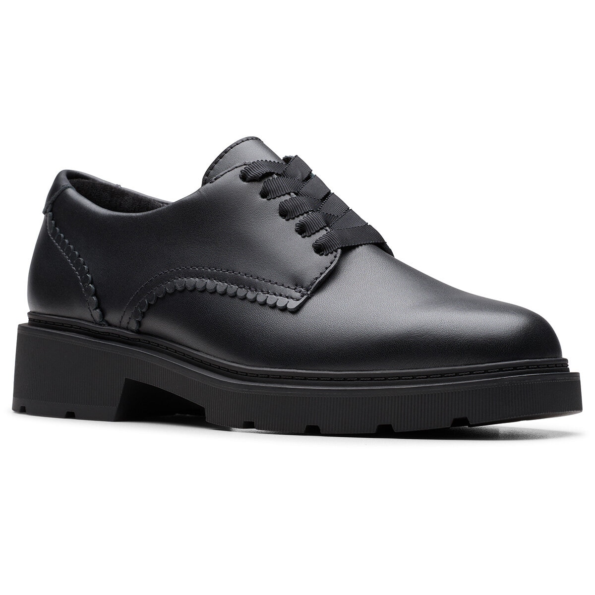 Clarks Kids Eris Pure Black Leather Shoes Clarks Kids Eris Pure Black Leather Shoes