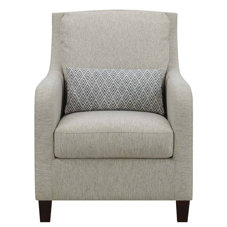 True Innovations Sydney Grey Fabric Accent Chair with Accent Pillow