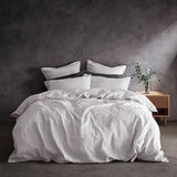 Lazy Linen 100% Washed White Linen Duvet Cover Set in 3 Sizes Lazy Linen 100% Washed White Linen Duvet Cover Set in 3 Sizes