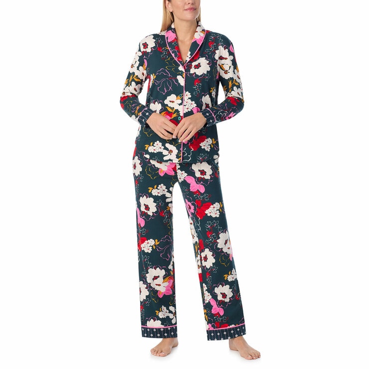 Room Service Ladies Notch Collar PJ Set in Floral Room Service Ladies Notch Collar PJ Set in Floral