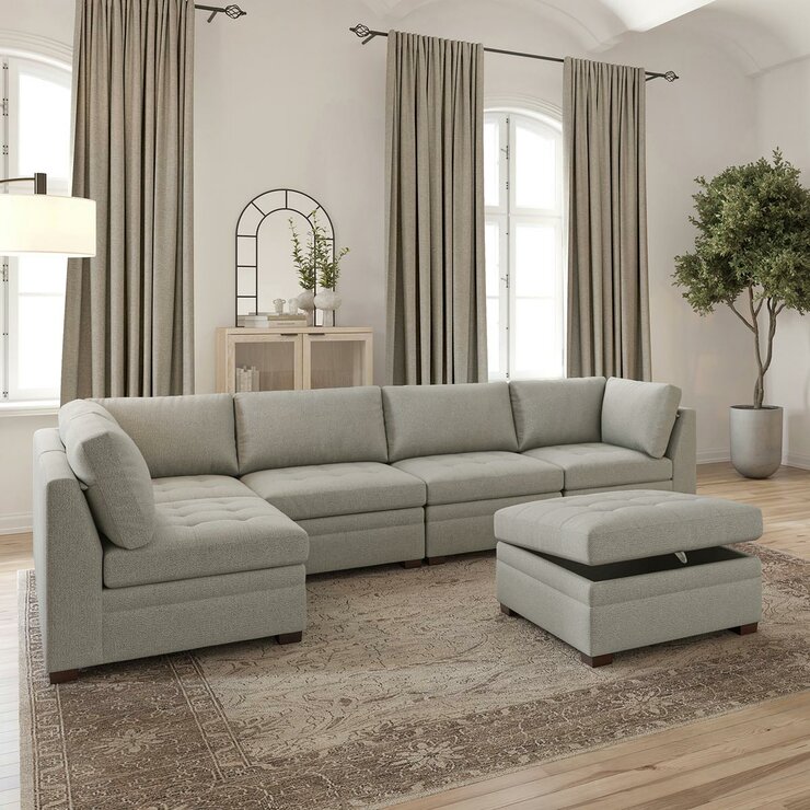Thomasville Tisdale Beige 6 Piece Modular Fabric Sofa