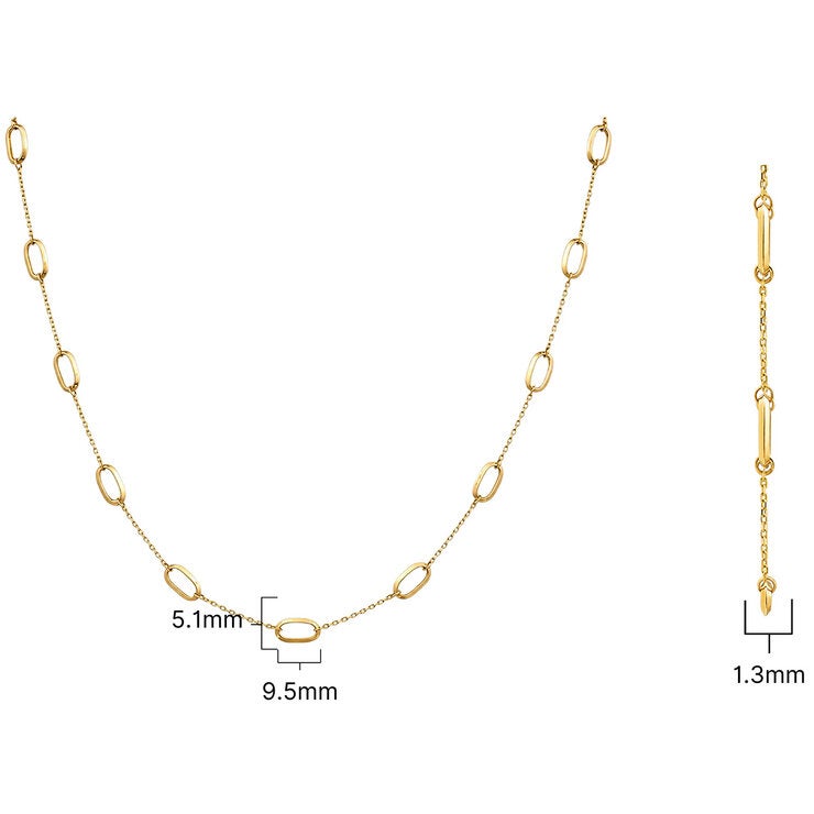 14ct Yellow Gold Paperclip Station Necklace 14ct Yellow Gold Paperclip Station Necklace