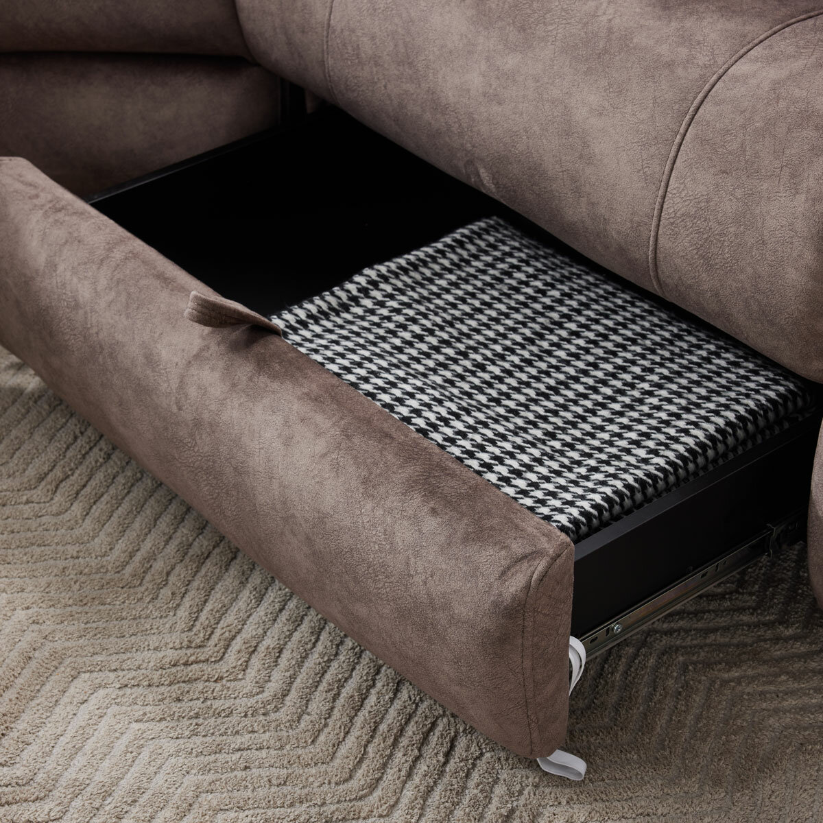 Corner Fabric Truffle Underseat Drawer