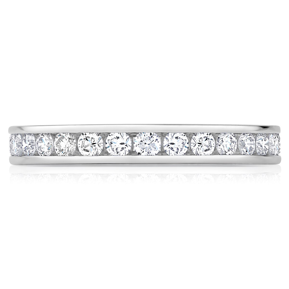 1.00ctw Round Brilliant Cut Channel Set Diamond Eternity Ring, 18ct White Gold, Size P