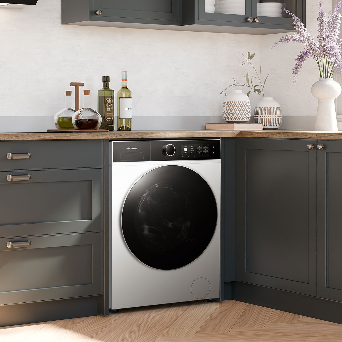 Hisense KitchenFit 5i Series WD5I1245BWR, 12kg/ 8kg Washer Dryer, D Rated in White