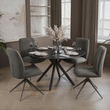 Indus Valley Cavella Extending Dining Table + 4 Grey Chairs