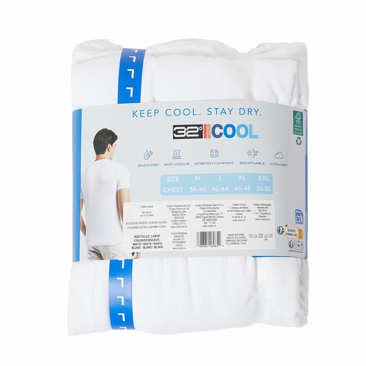 32 Degrees Men's Cool T-Shirt 3 Pack in White