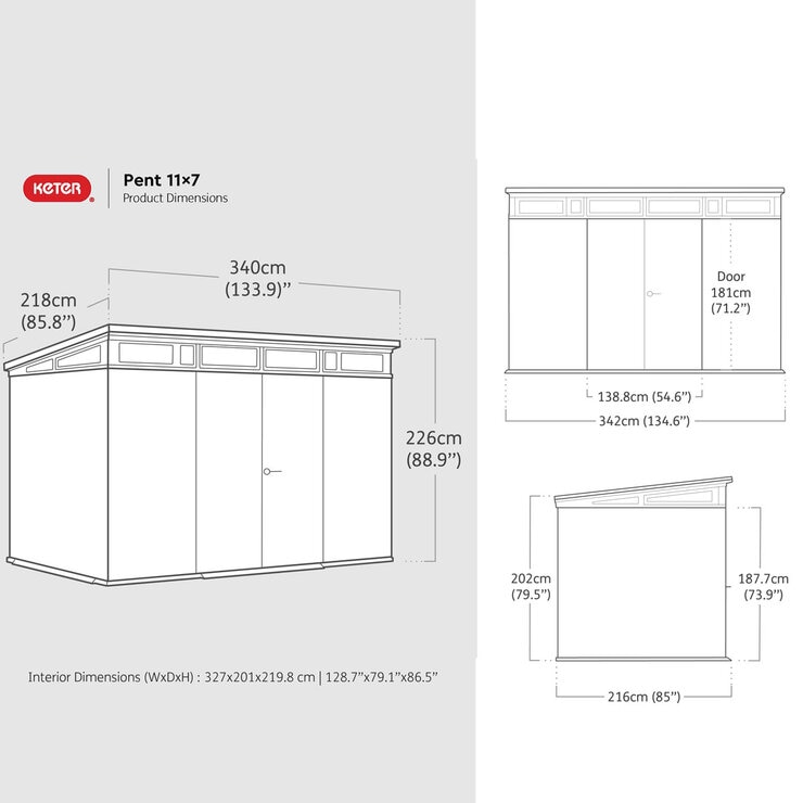 Keter Storm Grey Signature 11ft 2" x 7ft 2" (3.4 x 2.2m) Storage Shed