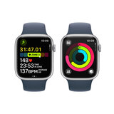 Apple Watch Series 9 GPS, 45mm Silver Aluminium Case with Storm Blue Sport Band S/M, MR9D3QA/A