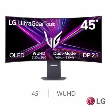 LG UltraGear 45 Inch 165Hz WUHD Curved OLED Gaming Monitor, 45GX950A-B.AEK