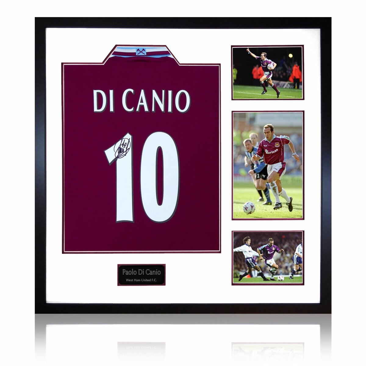 Paolo Di Canio Signed Framed West Ham Football Shirt including 3 Photos