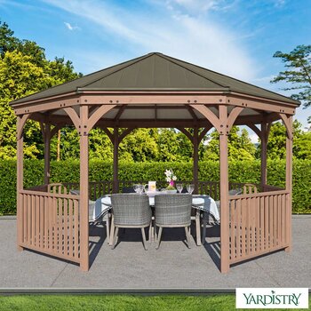 Yardistry 14ft (4.2m) Wooden Octagon Gazebo with Aluminium Roof