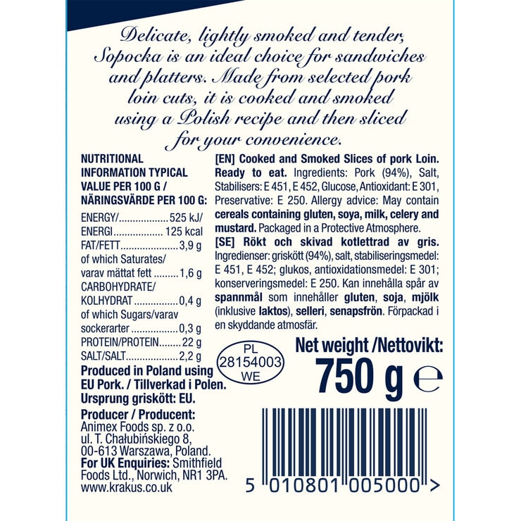 Krakus Sliced Sopocka, 750g Krakus Sliced Sopocka, 750g